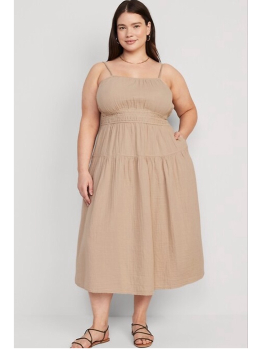 Old Navy Beige Plus Size XXL Midi Dress